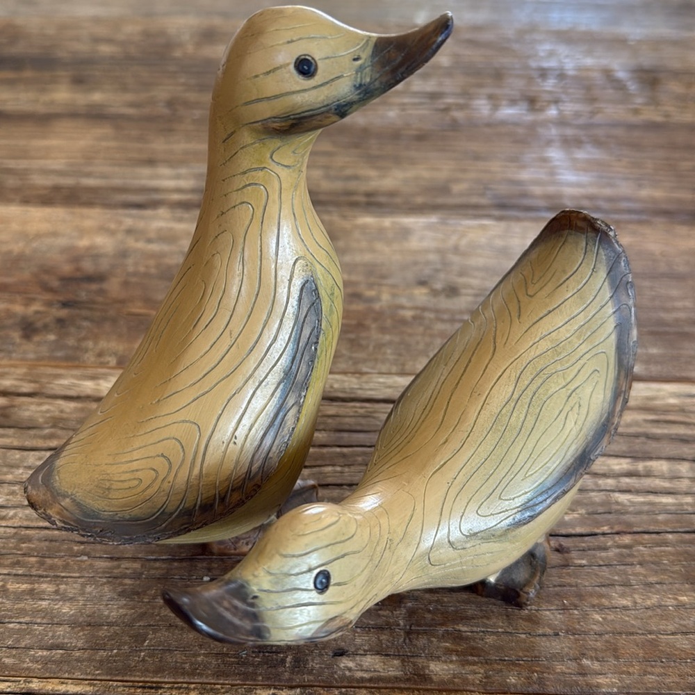 2 Darling Ducks Figurine Resin Rustic Tii Collections